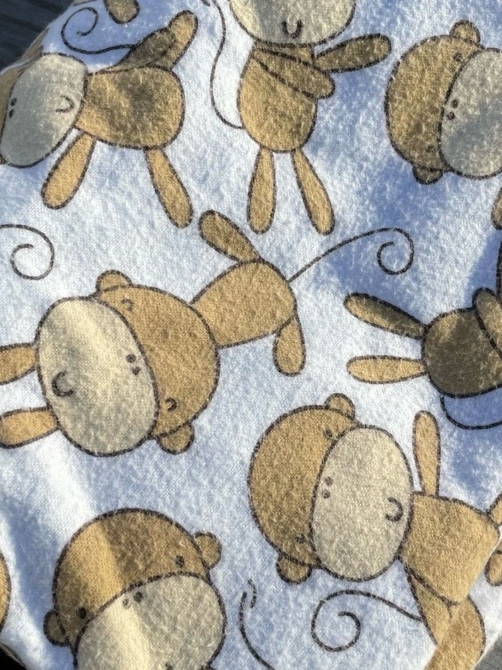 Monkey Flannel Baby Blanket Quilt Handmade Reversible 2-Sided Aqua Blue Teal